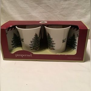 Spode Christmas tree Peppermint mug and coaster set. New condition